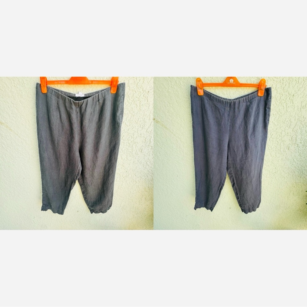 2 J Jill Love Linen S pull on casual capri pants black navy blue every day basic